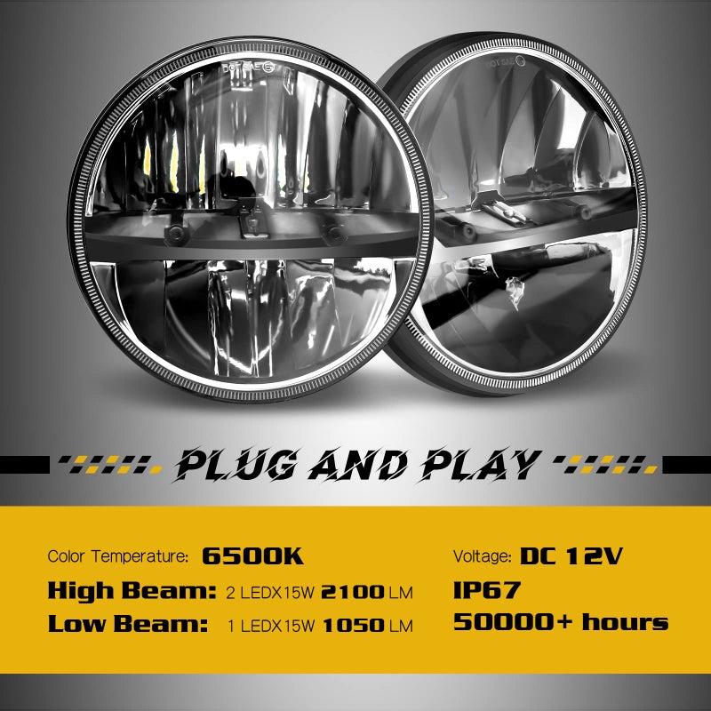 WHDZ 7 Inch Round Led Headlight for Wrangler CJ JK TJ Motorcycle Offroad Vehicles - Image 3
